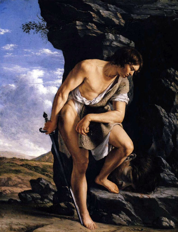  Orazio Gentileschi David Contemplating the Head of Goliath - Art Print
