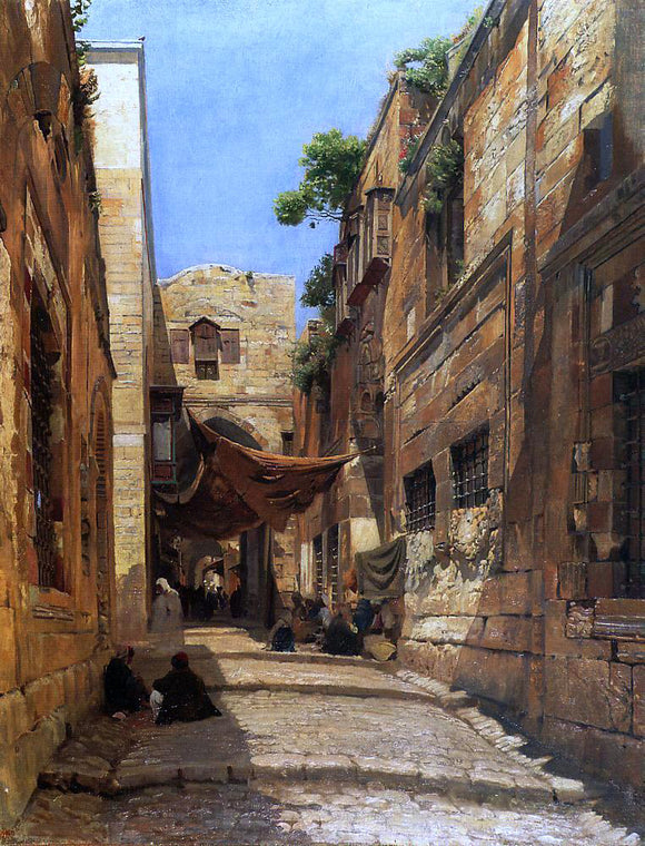  Gustav Bauernfeind David Street in Jerusalem - Art Print