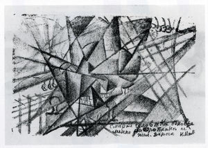  Kazimir Malevich Death of the Man on the Airplane and on the Train at the Same Time Illustration for 1913 - Art Print