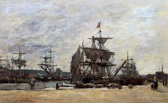  Eugene-Louis Boudin Deauville, Docked Boats - Art Print