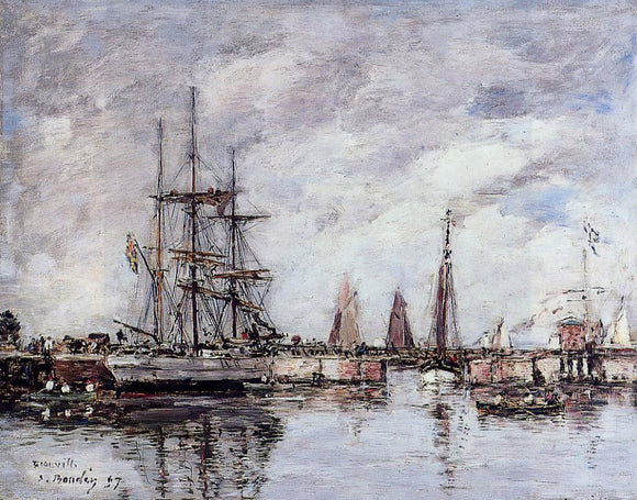  Eugene-Louis Boudin Deauville, Norwegian Three-Master Leaving Port - Art Print