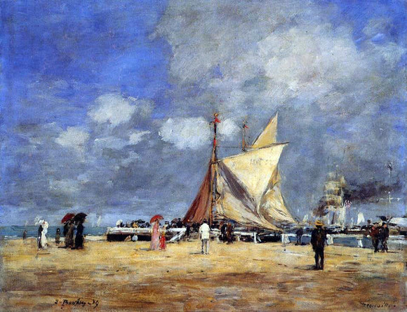  Eugene-Louis Boudin Deauville, on the Jetty - Art Print