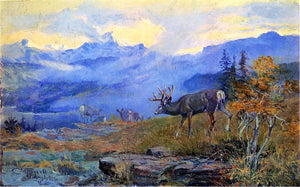  Charles Marion Russell Deer Grazing - Art Print