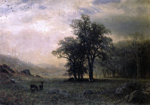  Albert Bierstadt Deer in a Landscape - Art Print