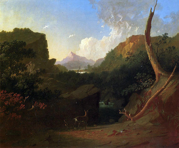  George Caleb Bingham Deer in a Stormy Landscape - Art Print