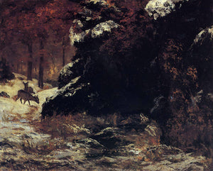 Gustave Courbet Deer in the Snow - Art Print