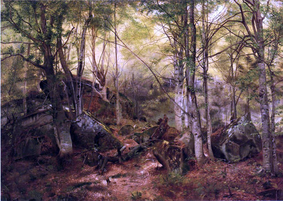  John George Brown Deerhunter in the Woods - Art Print
