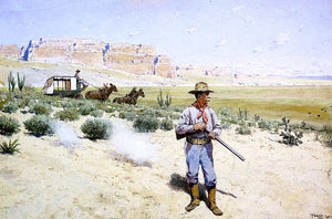  Henry F Farney Defending the Stagecoach - Art Print