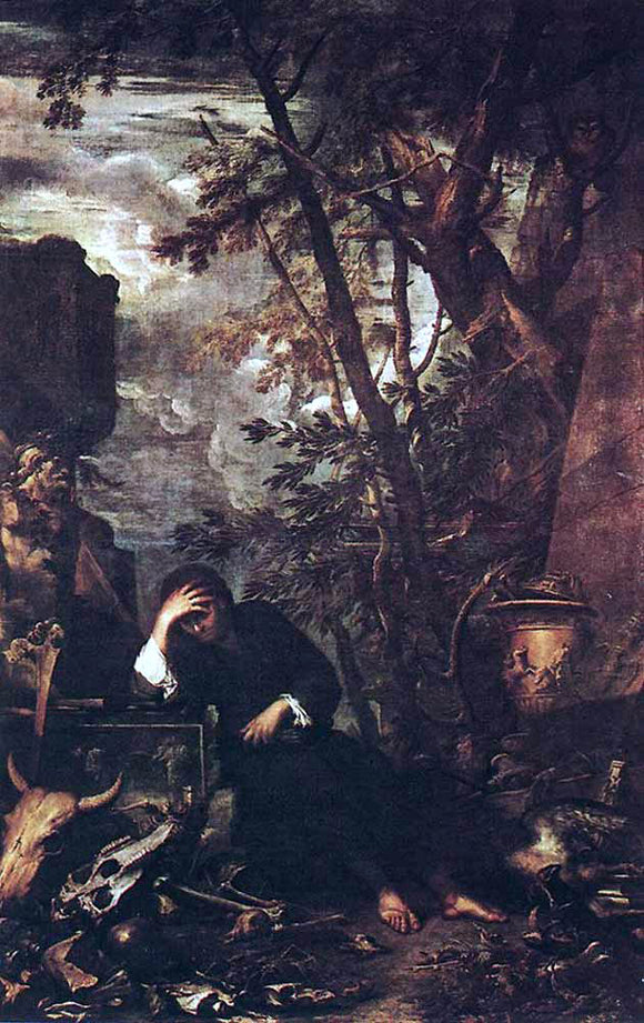  Salvator Rosa Democritus in Meditation - Art Print