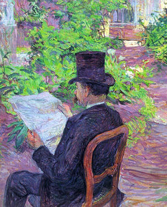 Henri De Toulouse-Lautrec Desire Dehau Reading a Newspaper in the Garden - Art Print