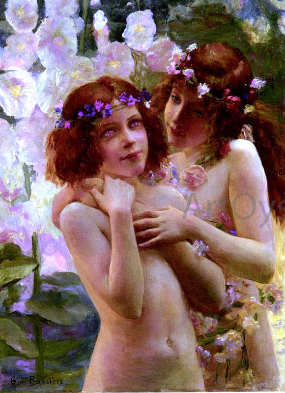  Gaston Bussiere Deux Enfants Aux Couronnes De Fleurs - Art Print