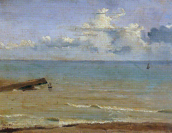  Jean-Baptiste-Camille Corot Dieppe - End of a Pier and the Sea - Art Print