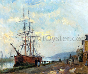  Albert Lebourg Dieppedalle, Three Master at Quay - Art Print