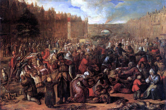  Otto Van Veen Distribution of Herring and White Bread during the Siege of Leiden - Art Print