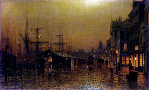  Arthur E Grimshaw Dockside scene - Art Print