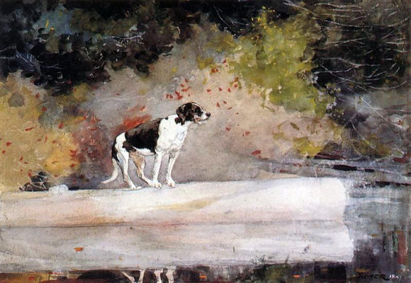  Winslow Homer Dog on a Log - Art Print