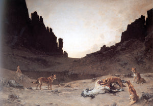  Gustave Achille Guillaumet Dogs of the Douar Devouring a Dead Horse in the Gorges of El Kantar - Art Print
