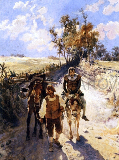  Jose Jimenez Y Aranda Don Quixote and Sancho Panza - Art Print
