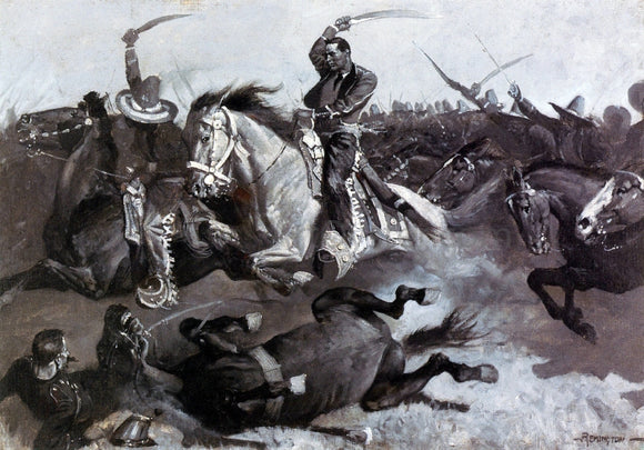 Frederic Remington Down go Horses and Men - Art Print