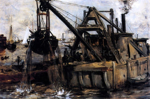  John Twachtman Dredging in the East River - Art Print