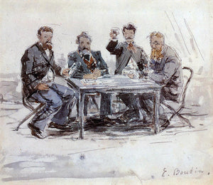  Eugene-Louis Boudin Drinkers on the Farm at Saint-Simeon - Art Print