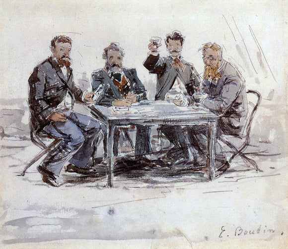  Eugene-Louis Boudin Drinkers on the Farm at Saint-Simeon - Art Print
