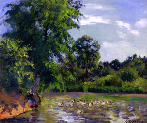  Camille Pissarro Ducks on the Pond at Montfoucault - Art Print