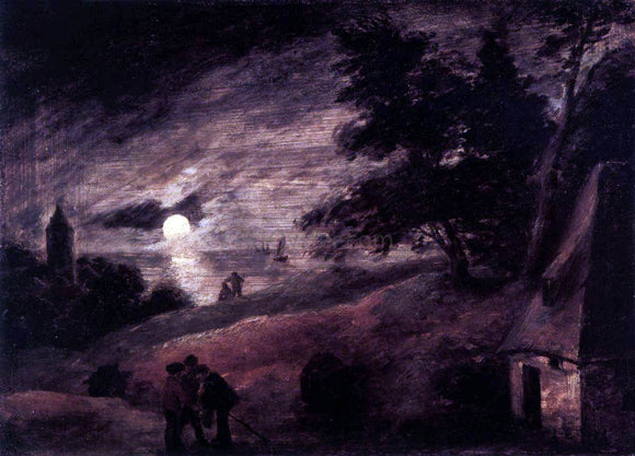  Adriaen Brouwer Dune Landscape by Moonlight - Art Print