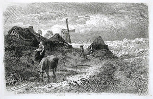  Andreas Achenbach Dutch Landscape with Woman and Cow - Art Print
