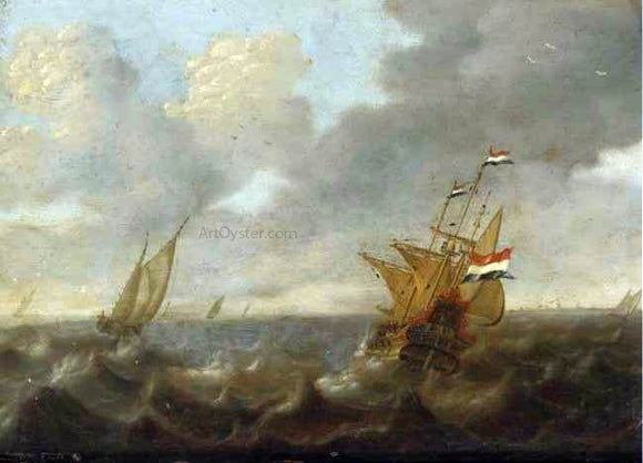  Jan Abrahamsz Beerstraten Dutch Ships on a Rough Sea - Art Print