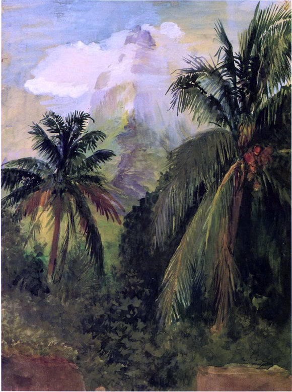  John La Farge Early Morning, Uponohu, Looking South Towards Peak of Maua Roa, from Our Hiuse, Garden Wall in Front - Art Print