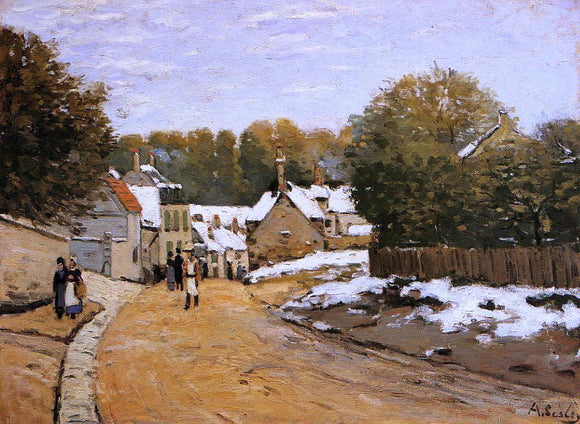  Alfred Sisley Early Snow at Louveciennes (also known as Rue de Voisins, Louveciennes: First Snow) - Art Print