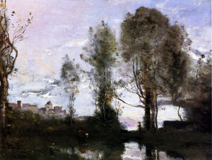  Jean-Baptiste-Camille Corot Edge of a Lake (also known as Souvenir of Italy) - Art Print