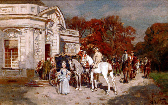  Wilhelm Velten Elegant Company At A Summer House - Art Print