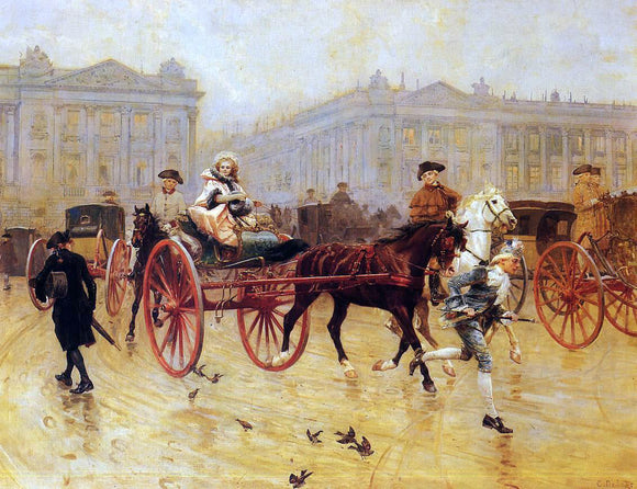  Charles-Edouard Delort Elegant Figures in the Place de la Concorde - Art Print