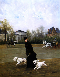  Maurice Poirson Elegant Lady in the Bois de Boulogne, Paris - Art Print