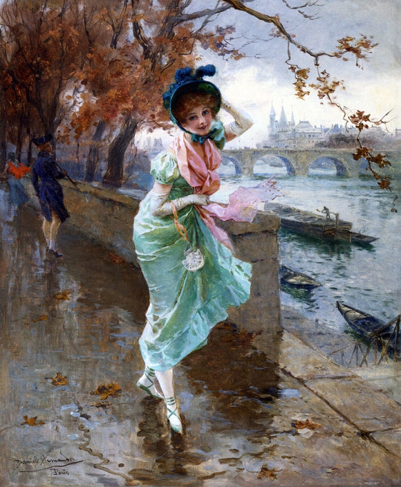  Daniel Hernandez Elegant Lady on the Quay of Paris - Art Print