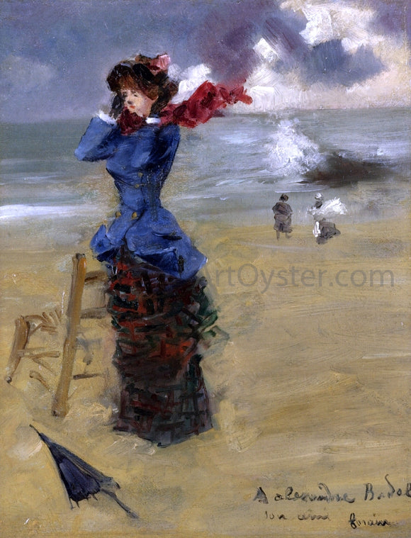  Jean-Louis Forain Elegant Woman on the Beach - Art Print