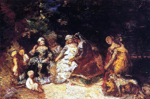  Adolphe-Joseph-Thomas Monticelli Elegant Women and Cupids - Art Print