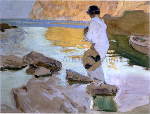  Joaquin Sorolla Y Bastida Elena in Cove, San Vicente at Majorca - Art Print