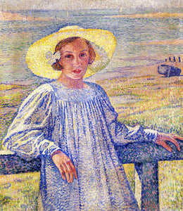  Theo Van Rysselberghe Elisaeth van Rysselberghe in a Straw Hat - Art Print