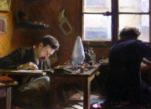  Victor Marec Emile Galle in his Studio - Art Print