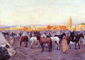 Theo Van Rysselberghe Encampment near a Moroccan Village - Art Print
