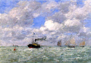  Eugene-Louis Boudin English Coal Ship in View of Trouville - Art Print
