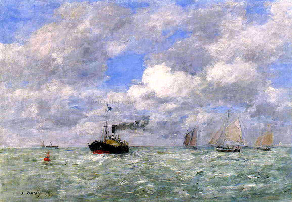 Eugene-Louis Boudin English Coal Ship in View of Trouville - Art Print