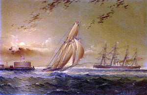  James E Buttersworth English Steamer off Staten Island - Art Print