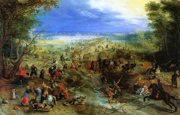  The Elder Jan Bruegel Equestrian Battle near a Mill - Art Print