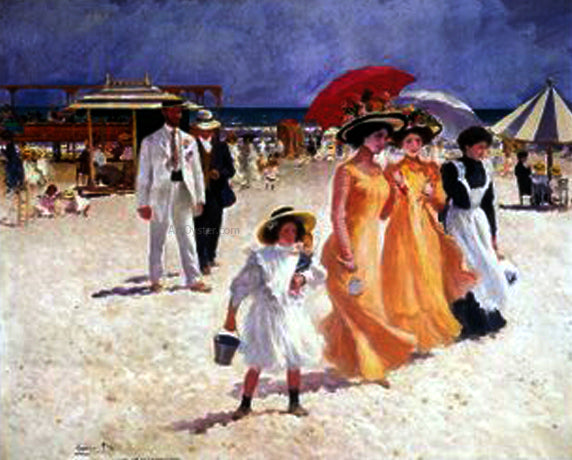  Cecilio Pla y Gallardo Escena en la Playa - Art Print