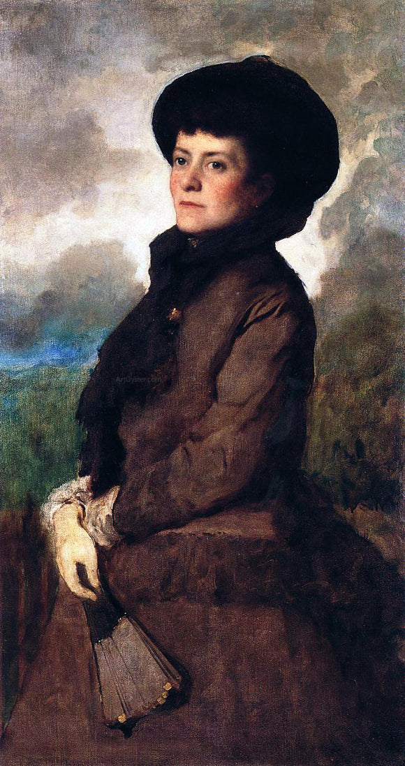  Eastman Johnson Ethel Eastman Johnson Conkling with Fan - Art Print