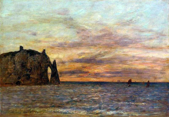  Eugene-Louis Boudin Etretat: the Falaise d'Aval at Sunset - Art Print
